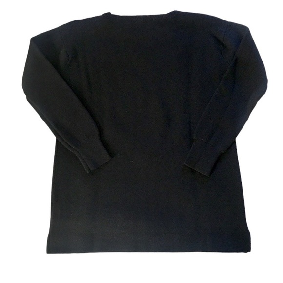 J.Crew 100% Merino Wool Leather Pocket Tunic Sweater Black Longline Style 02624 - Picture 8 of 16